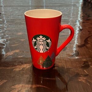 Starbucks 2020 Red 16oz Christmas Holiday Mug with Christmas Trees